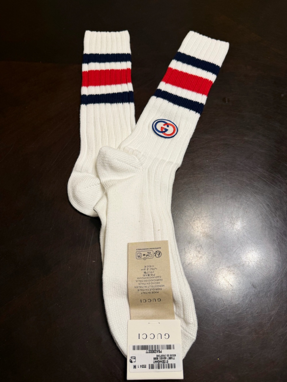 New Authentic Gucci GG Logo Socks White Size M - Picture 7 of 13